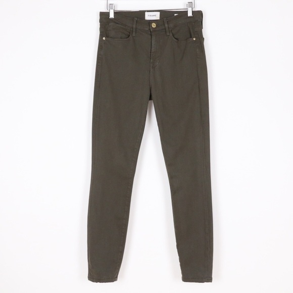 Frame Le High Skinny Jeans Deep Moss - Picture 1 of 9